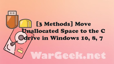Move Unallocated Space to the C drive in Windows 10, 8, 7