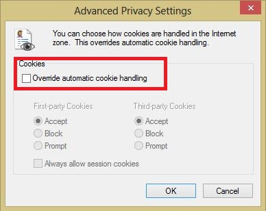 Enable Cookies in internet explorer