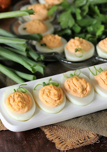 Pumpkin Shaped Deviled Eggs Image