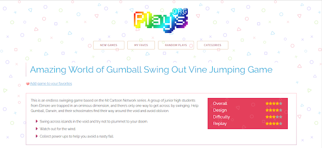 Plays.org Amazing World of Gumball Swing Out Vine Jumping Game