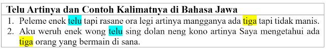 Telu Artinya dan Contoh Kalimatnya di Bahasa Jawa
