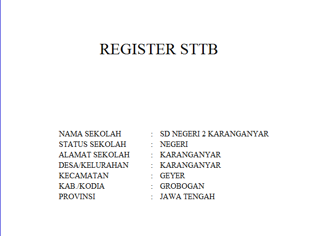 Aplikasi Excel cetak buku register kelulusan Siswa SD/SMP 