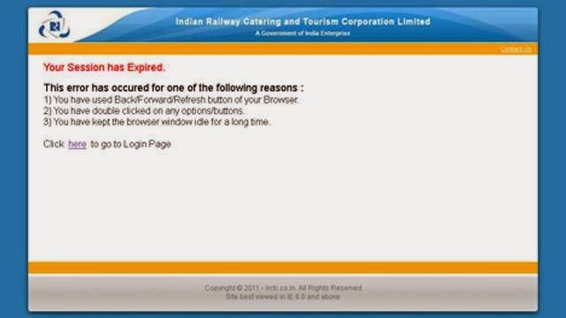 IRCTC session expired