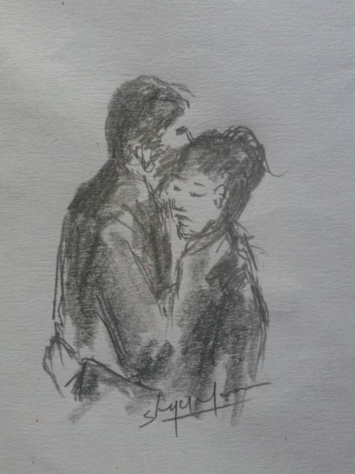 Love hugging drawing SHIJU M DRAWINGS Love hugging drawing SHIJU M DRAWINGS