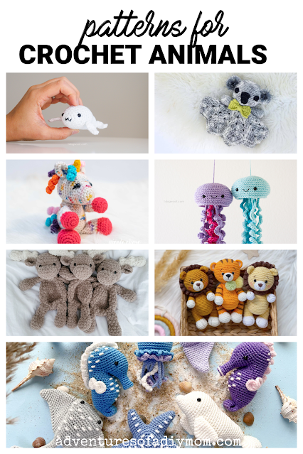 collage of crochet animals