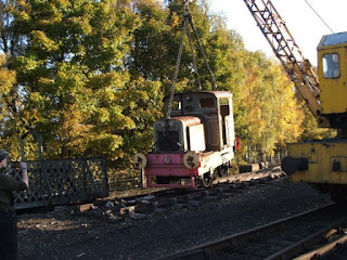 Queen Anne being liberated from an isolated piece of track beside Aviemore Speyside station in 2010