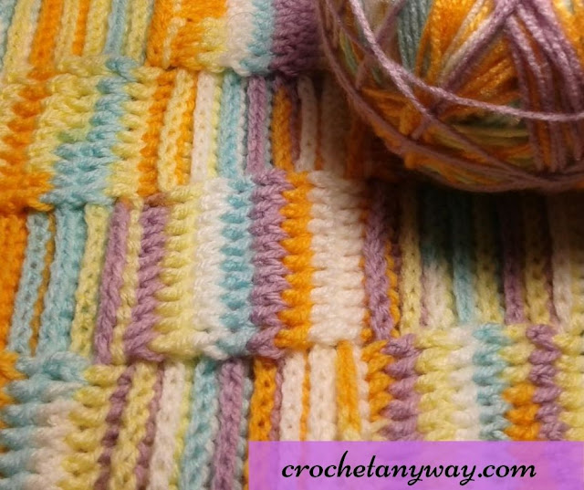 crochet blanket in variegated yarn