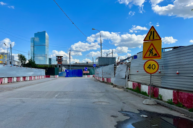 Шелепихинская набережная, строительная площадка моста Северного дублёра Кутузовского проспекта через Москва-реку