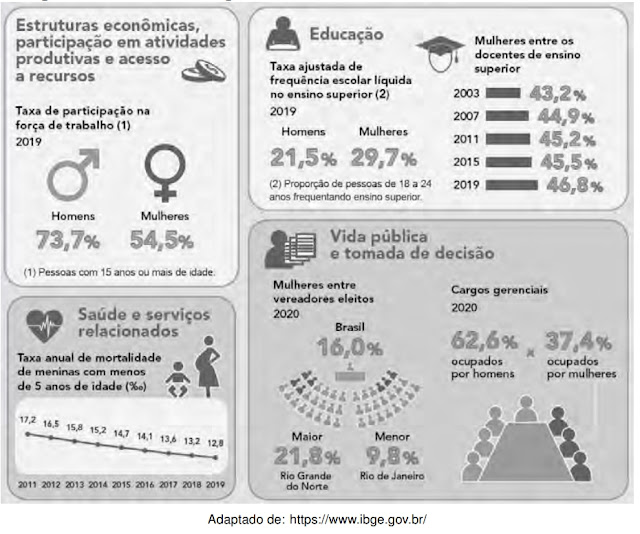 Infográfico: Estatísticas de gênero: indicadores sociais das mulheres no Brasil