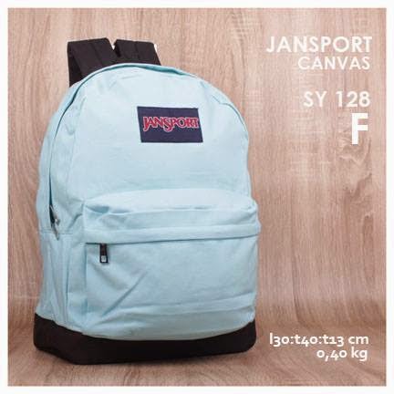 jual online tas jansport backpack kanvas polos kw super murah  warna biru muda