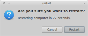 Confirmation being asked for the restart action.
