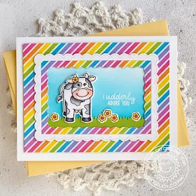 Sunny Studio Stamps: Miss Moo Fancy Frames Comic Strip Everyday Dies Punny Birthday Cards by Angelica Conrad 