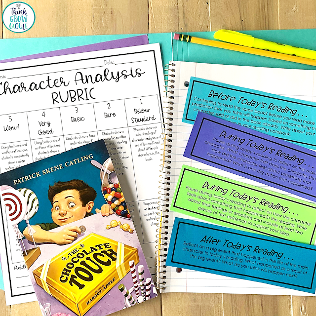 character analysis activities rubric lessons