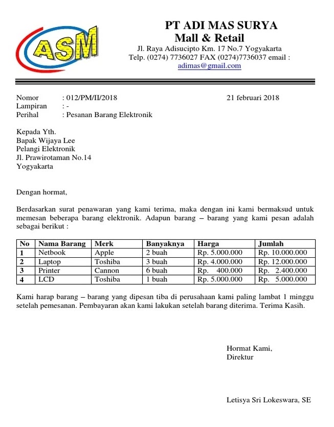 24 Contoh Surat Penawaran Barang Jasa Dan Kerjasama Terupdate