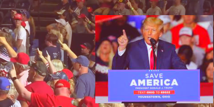 Trump crowd staff discourage attendees from using one-finger salute associated with QAnon   According to a journalist from PBS NewsHour, members of the task force at a political rally for Donald Trump in North Carolina on Friday warned the public not to use a particular salute famously associated with the QAnon conspiracy movement.    After a similar rally in Youngstown, Ohio    which controversially saw many attendees raise their arms high in a similar way to the infamous "Sieg Heil" salute showing honor to Nazi leader Adolf Hitler, members of the task force reportedly encouraged those in the crowd to evade such gestures.    It wasn't just ordinary spectators who had something to say about the events in the Ohio Rally.