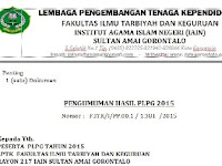 PENGUMUMAN HASIL PLPG IAIN SULTAN AMAI GORONTALO 2015 