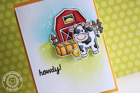 Sunny Studio Stamps: Barnyard Buddies Farm Themed Howdy Card by Eloise Blue
