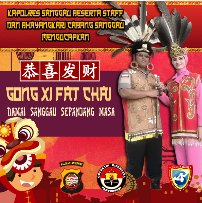 Kapolres Sanggau Beserta Staff Dan Bhayangkari Mengucapkan GONG XI FAT CHAI