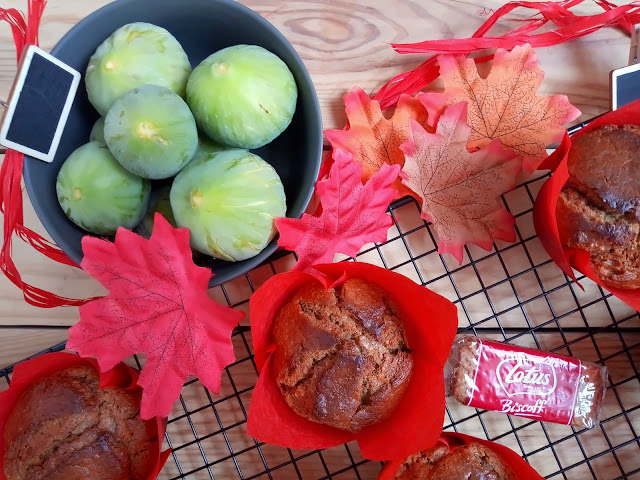 Muffins de higos y crema de galletas Lotus Desayuno, merienda, postre, magdalenas, otoño, brevas, horno, sencillo, fácil, rico, jugosos, esponjosos, tiernos, cuca