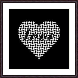 Heart lettering cross stitch pattern - Tango Stitch