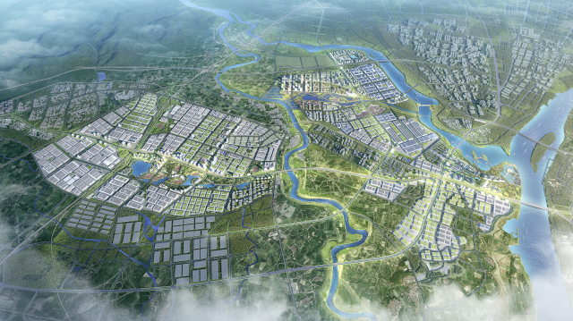 vue de la zone de démarrage du tube de la grande agglomération industrielle de la province du Guangdong (Zhaoqing).