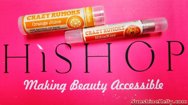 Crazy Rumors, orange juice lip balm, lip balm, hibiskiss lip color, lip color, product review, hi shop