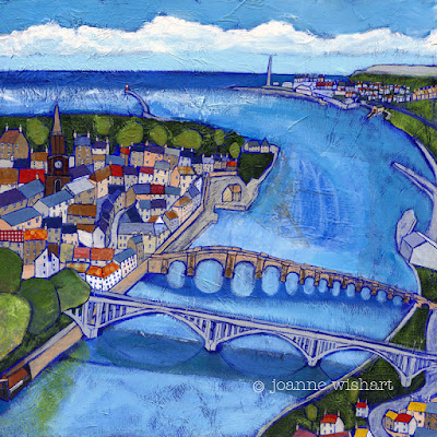 Northumberland picture, northumberland painting, north east artist, northumberland artist, river tweed, colourful art, contemporary painting