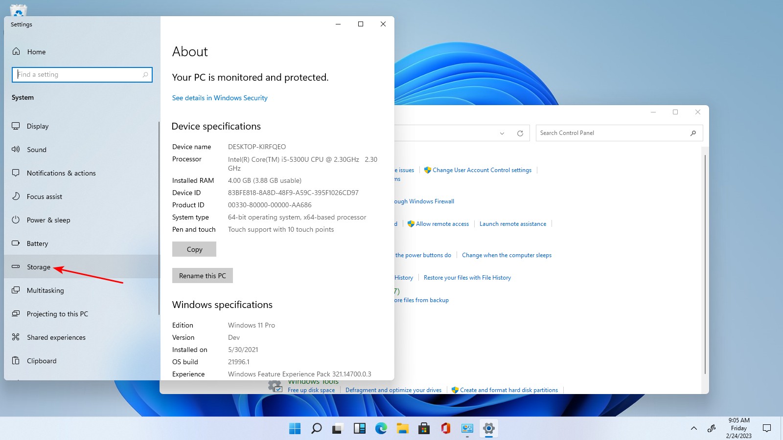 Windows 11, Storage Option