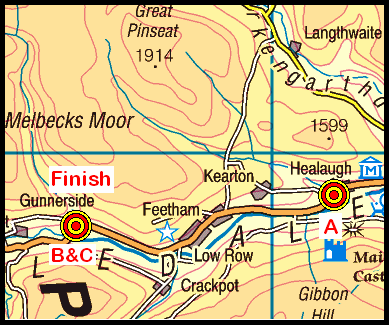 Map of the Swaledale area