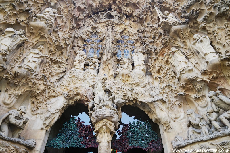 Intricate detailing on the facade of Sagrada Familia
