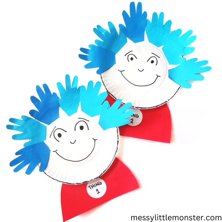 Thing 1 and Thing 2 handprint craft - Dr Seuss activities for toddlers and preschoolers