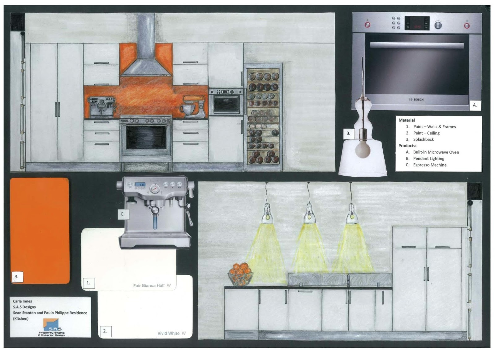Interiors C3ID0010B Kitchen Design Presentation Board