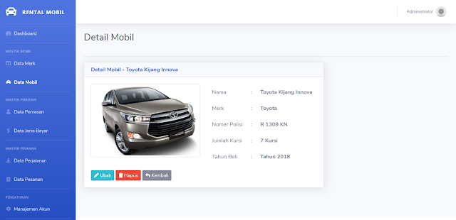 PHP Administrasi Rental Penyewaan Mobil Berbasis Web