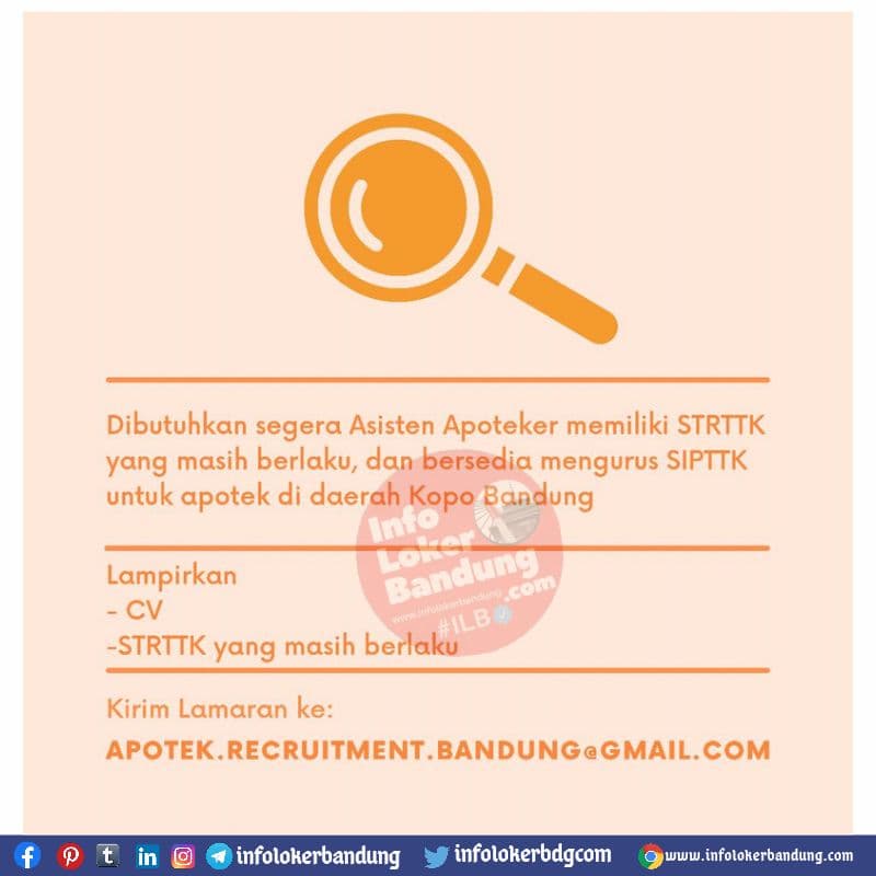 Lowongan Kerja Asisten Apoteker Bandung Juli 2021