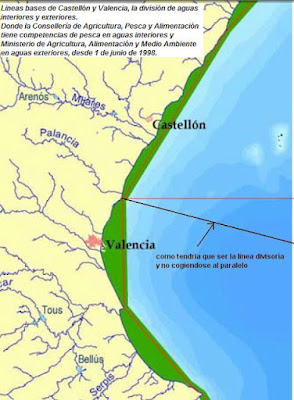 Aguas interiores en la zona de Valencia y Castellón