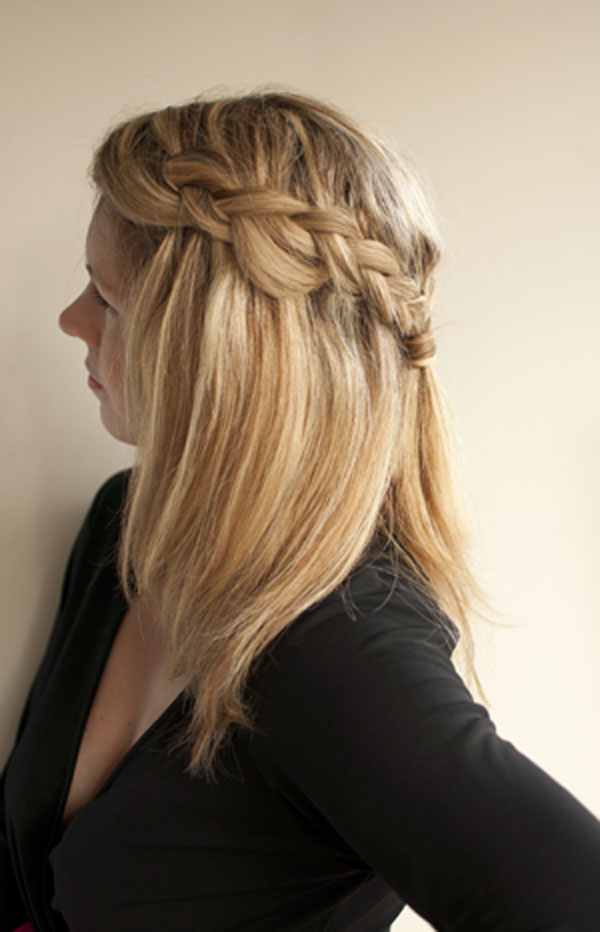 Instructions braided hairstyle plait rear view step 2 of 2 Stock Photo -  Alamy