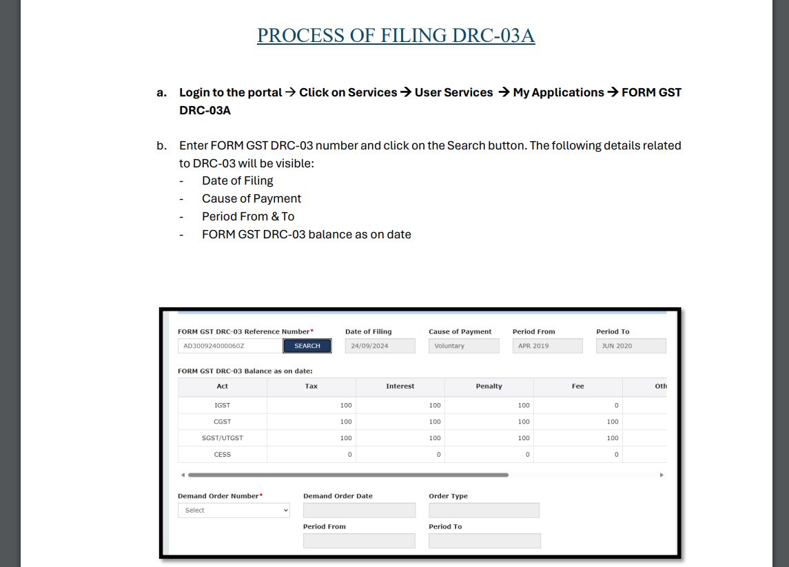 Filing gst drc-03a Process