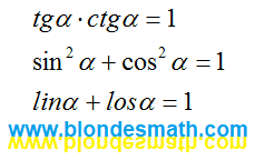Основные соотношения по типам тригонометрических функций. Математика для блондинок.
