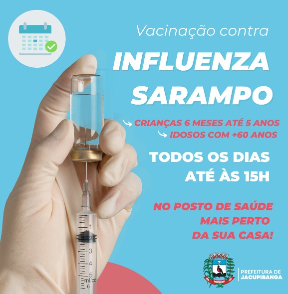 Vacinação contra Gripe e Sarampo acontece todos os dias em Jacupiranga