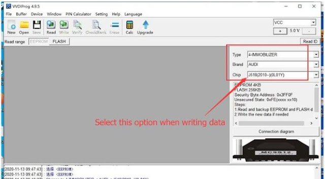 Write Audi J518 ELV Emulator with VVDI Prog 4