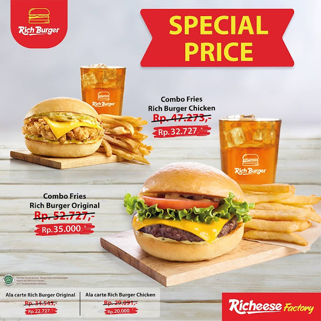 Promo Special Price Combo Fries Rich Burger Original & Combo Fries Rich Burger Chicken