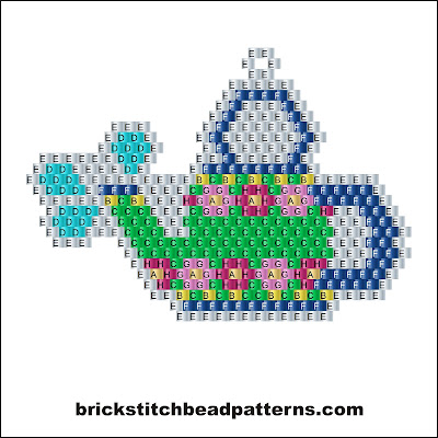 Free brick stitch seed bead earring pattern labeled color chart.