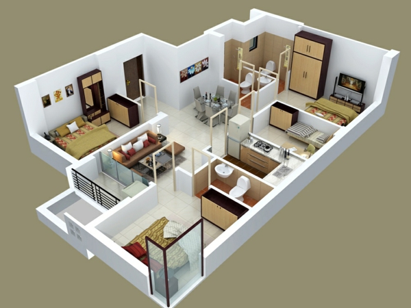 3 Bedroom Apartment/House Plans