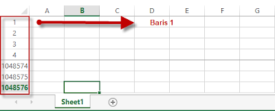 apa perbedaan baris dan kolom pada excell