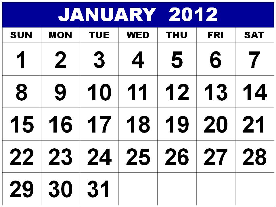 january 2012 calendar printable. january 2012 calendar with