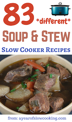 Don't keep making the same soup or stew over and over again! Here are over 80 different soup and stew crockpot slow cooker recipes. Vegetarian, vegan, gluten free, full of meat -- whatever you are looking for, this list has it!