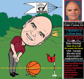 Golf Tournament Poster Caricature of Man Golfing