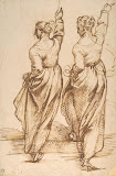 Study, Two Female Figures by Bartolomeo Passarotti - Genre Drawing from Hermitage Museum