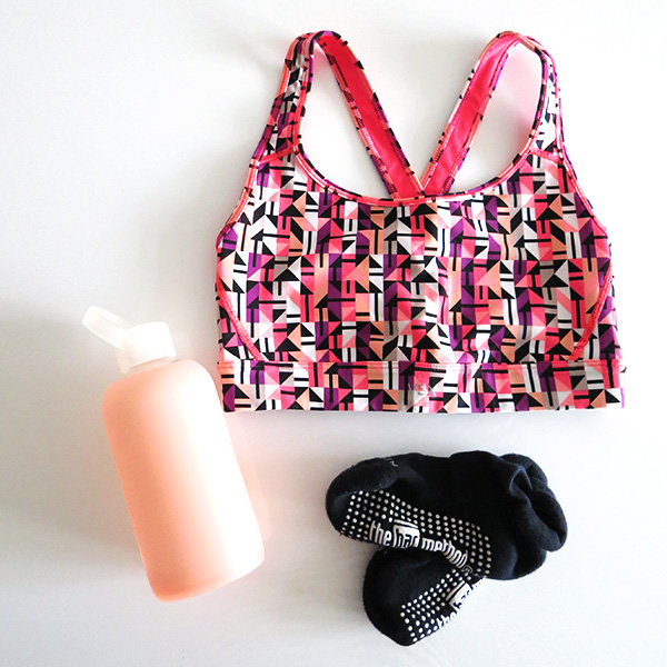 BKR pink water bottle, Victoria's Secret sports bra, Bar Method grippy socks. Bar Method Vancouver Yaletown studio, barre, fitness inspiration, positive changes, health, wellness, workout, exercise