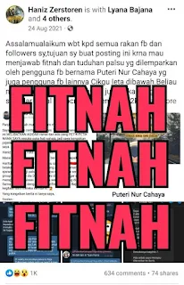 Haniz Zerstoren Penunggang agama, psikik scammer, pemberontak kerajaan dan negara, jenayah cyberbully body shaming, cyberwar, cyber attack akidah, minda, jiwa, ruh, jiwa, nyawa, semangat, keluarga keturunan, Puteri Nur Cahaya, Cikgu ieta
